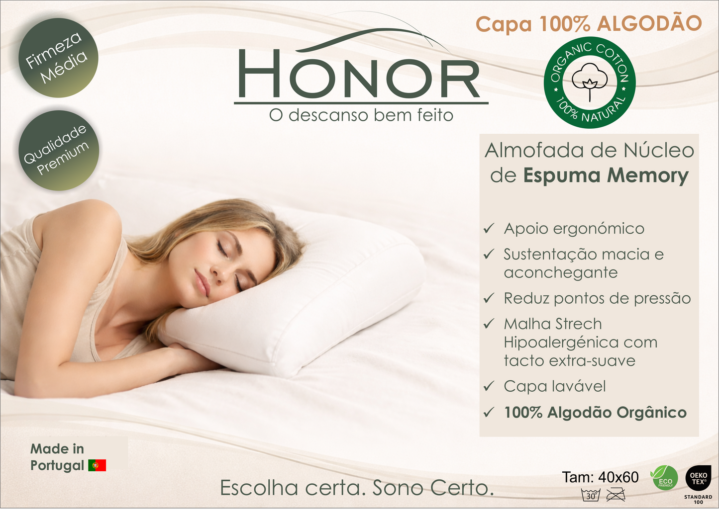 Almofada Algodão Orgânico Premium